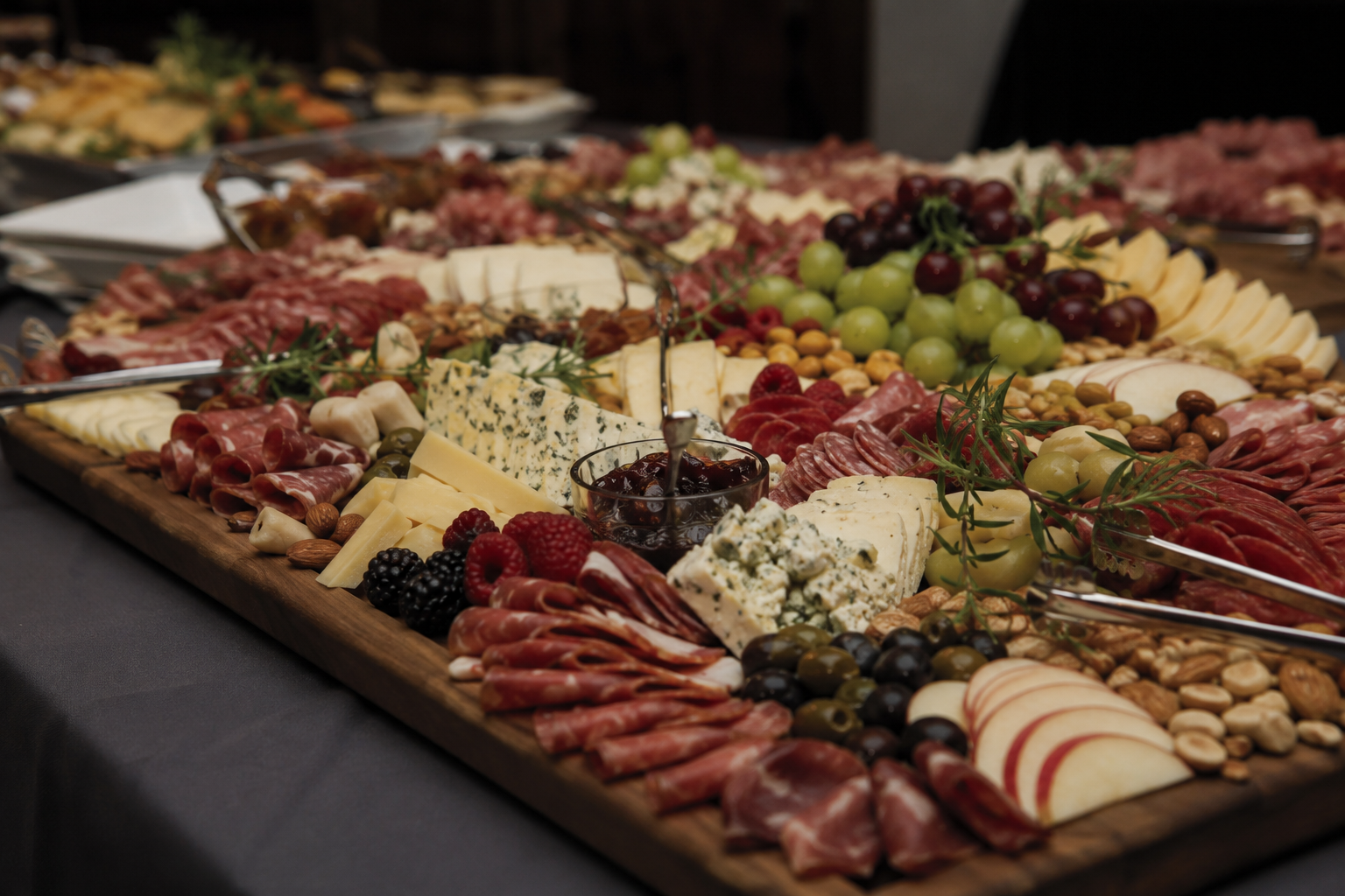 Catering plate with colorful food